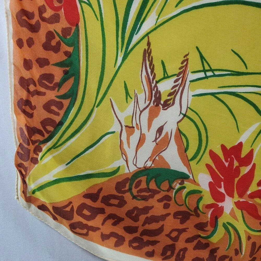 Peter Todd Mitchell Scarf Jungle Animal Print Vintage Leopard Native Tiger